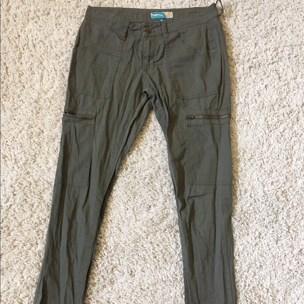 Army Green Zip Up Pants